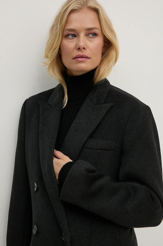 Παλτό από μείγμα μαλλιού Bruuns Bazaar FuzzyBBAbellas jacket BBW4098 μαύρο