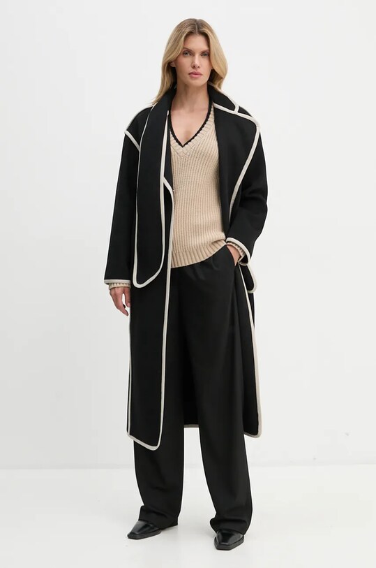Вовняне пальто Bruuns Bazaar VioletBBAbulas coat BBW4143 чорний AW24