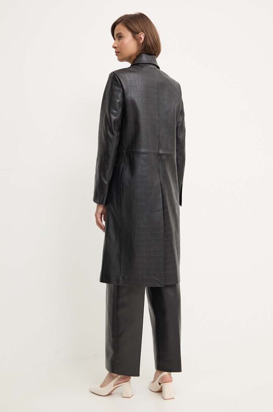 Odzież Calvin Klein płaszcz skórzany K20K207081 czarny