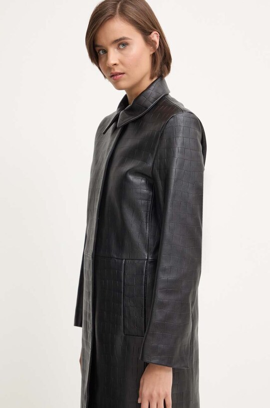 Calvin Klein płaszcz skórzany czarny K20K207081