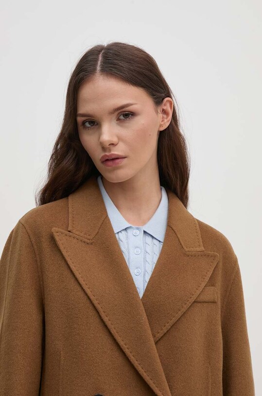 Вовняне пальто Tommy Hilfiger коричневий WW0WW42621