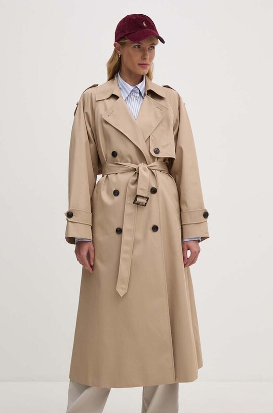Бавовняний тренч Tommy Hilfiger бежевий WW0WW43336