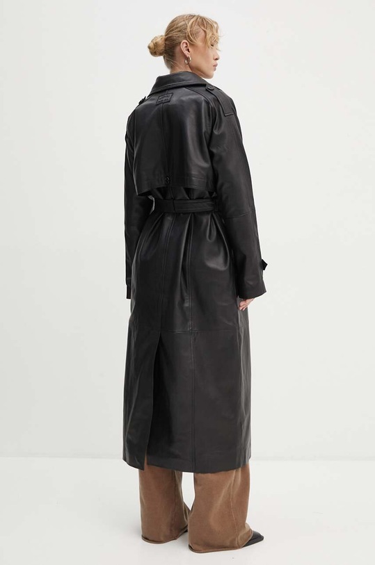 Odzież Iceberg płaszcz skórzany ZN11.6804 czarny