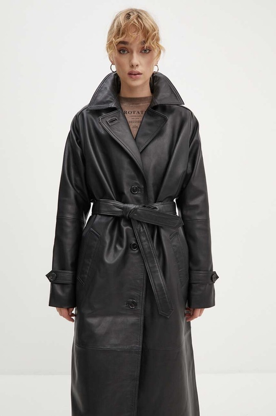 Iceberg płaszcz skórzany czarny ZN11.6804