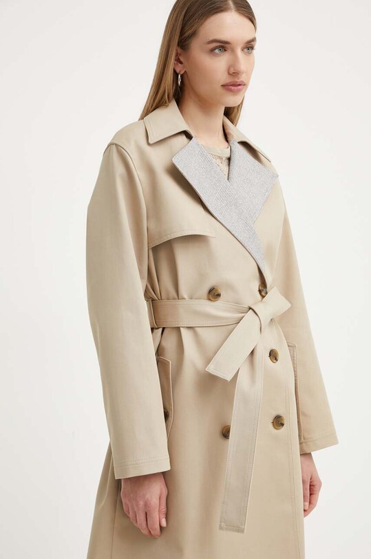 Бавовняне пальто BOSS 50518479 бежевий AW24