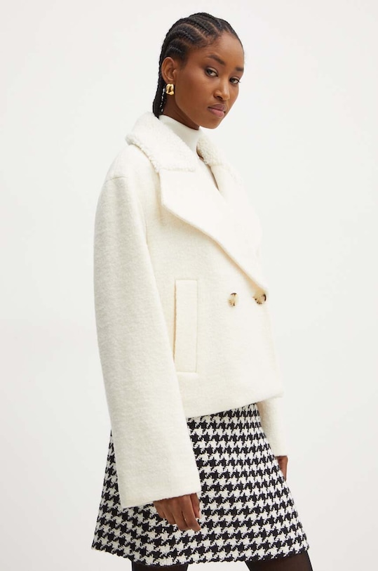 Vlněný kabát BOSS nezateplené béžová 50518488