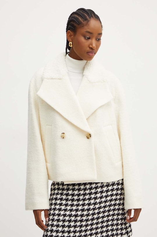 Vlněný kabát BOSS béžová 50518488