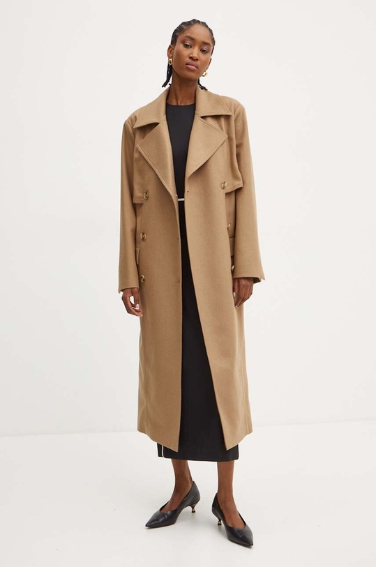 Вовняне пальто BOSS 50518503 бежевий AW24