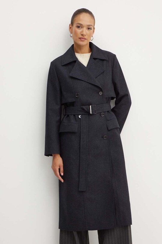 BOSS palton de lana negru 50518503