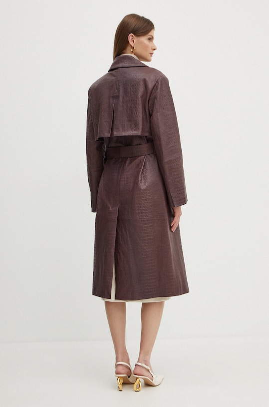 Шкіряний плащ BOSS 50518238 бордо AW24