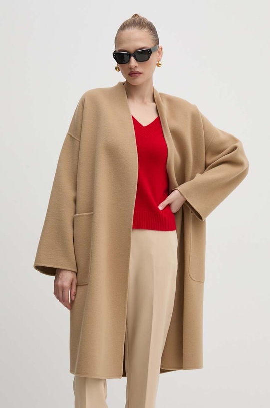 Μάλλινο παλτό Weekend Max Mara μπεζ 2425016011600