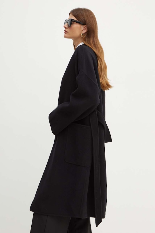 Weekend Max Mara palton de lana necaptusit negru 2425016011600