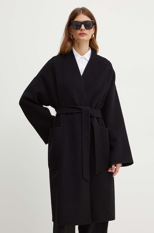 Weekend Max Mara palton de lana negru 2425016011600