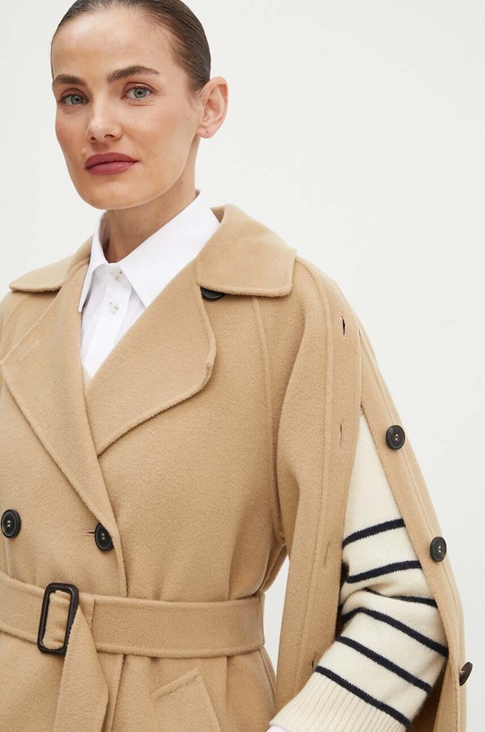 Weekend Max Mara płaszcz wełniany 2425016021600 beżowy