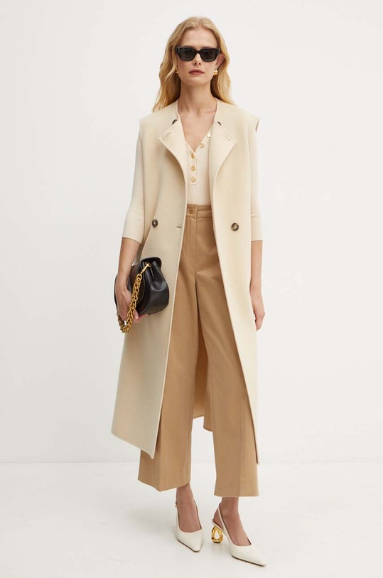 Weekend Max Mara bezrękawnik wełniany 2425276011600 beżowy AW24