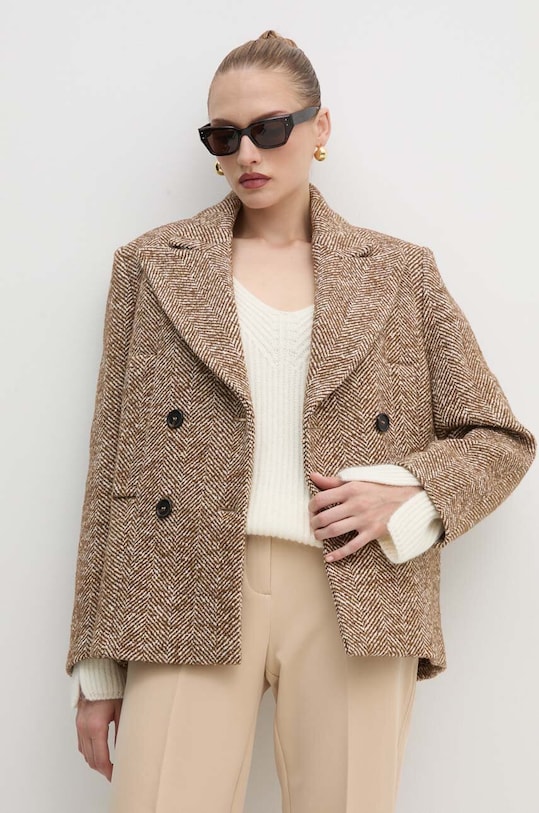 Pinko kurtka z domieszką wełny brązowy 104118.A245