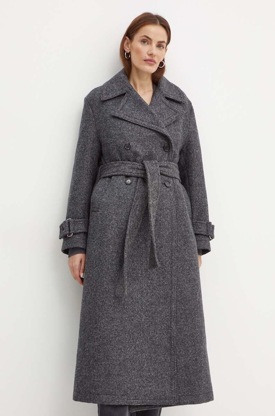 Vuneni kaput Pinko bez tople podstave siva 104041.A23R