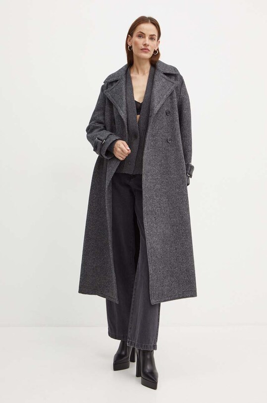 Шерстяное пальто Pinko 104041.A23R серый AW24