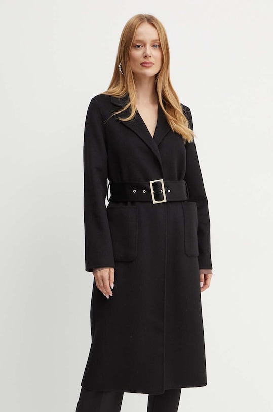 Marciano Guess płaszcz wełniany CLARA bez kaptura czarny 4YGL11.7125A