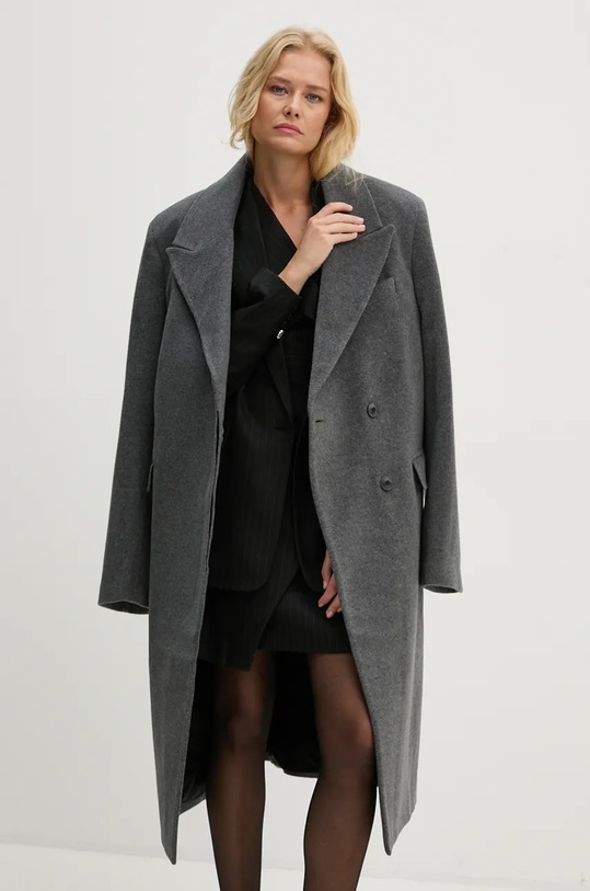 Remain gyapjúkabát Heavy Wool Long Coat szürke 501889514