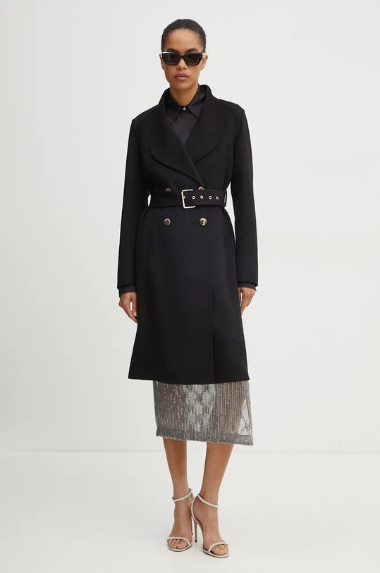 Liu Jo płaszcz wełniany bez kaptura czarny WF4060.T4627