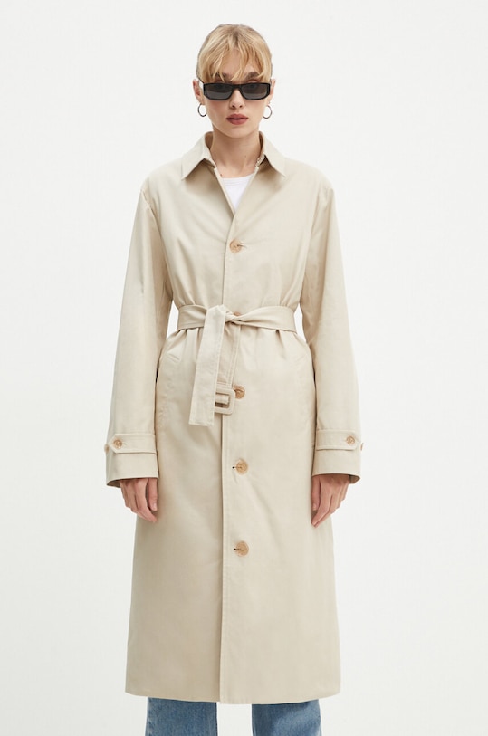 Moschino Jeans palton de bumbac cu captuseala bej 0623.8219