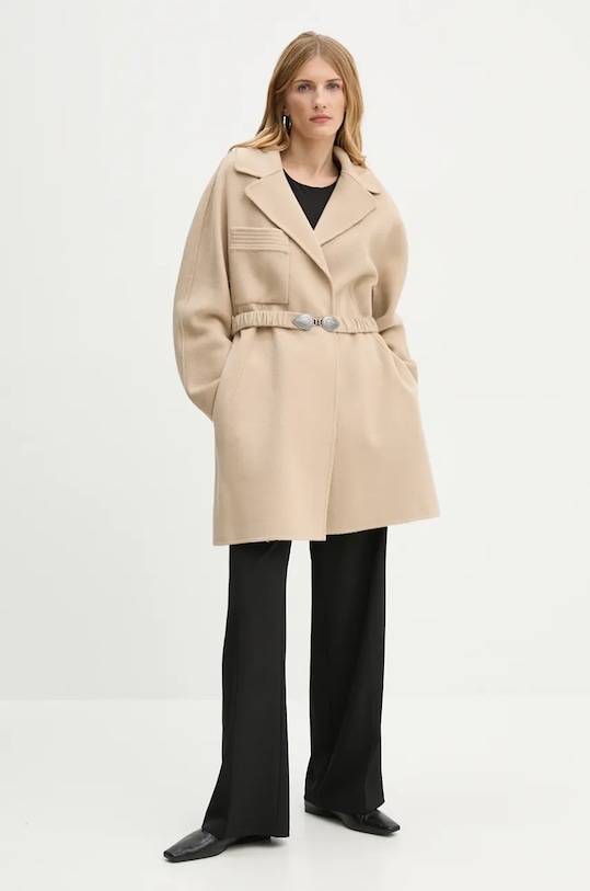 Вълнено палто BA&SH без качулка бежов 1H24KARA