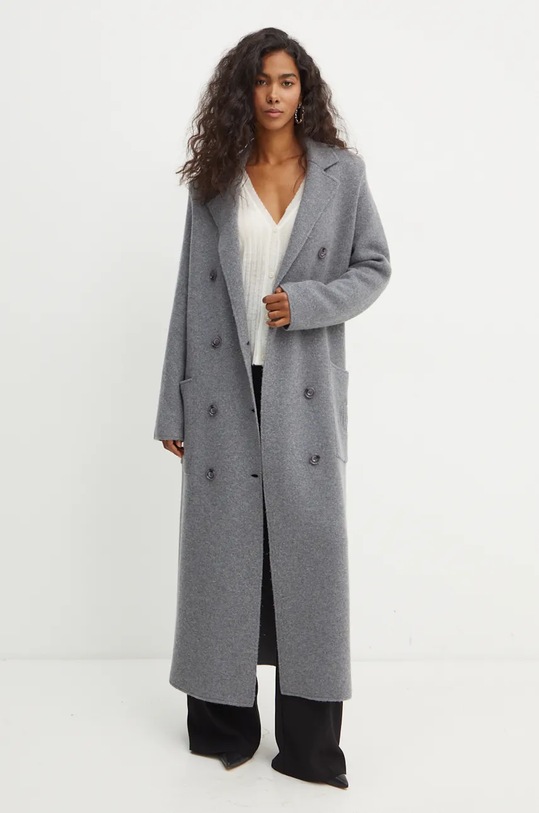 Vuneni kaput Elisabetta Franchi CK16S46E2 siva AW24