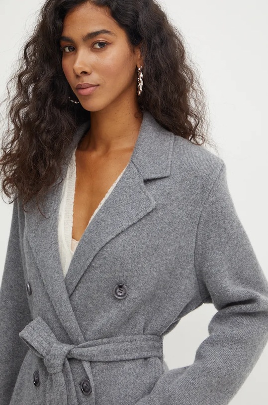 Vuneni kaput Elisabetta Franchi siva CK16S46E2