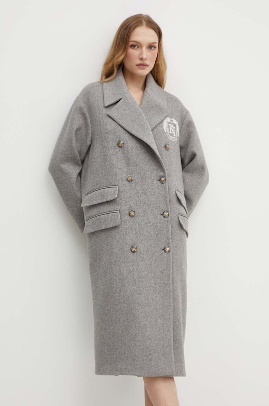 Kabát Elisabetta Franchi dvojradové sivá CP00346E2