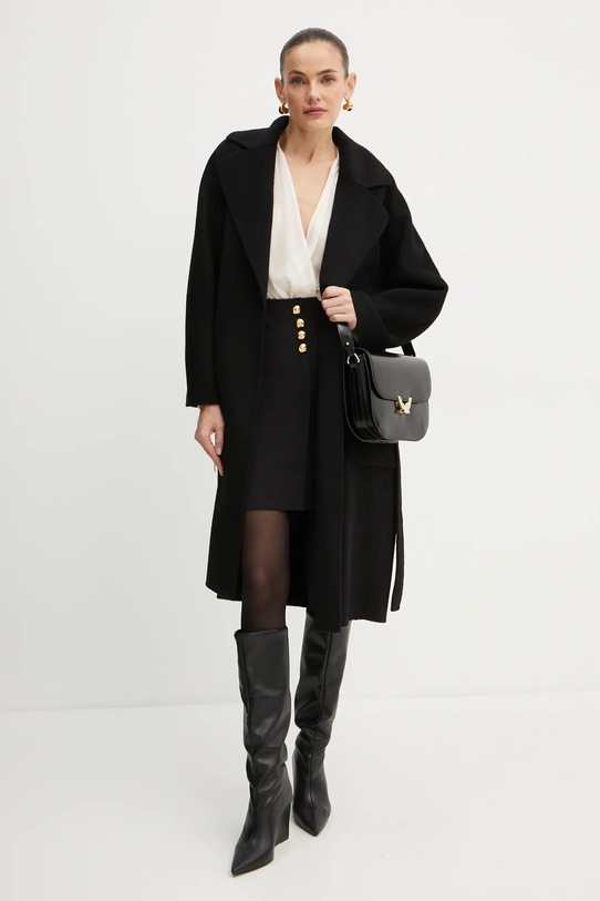 Шерстяное пальто Elisabetta Franchi CP54D46E2 чёрный AW24