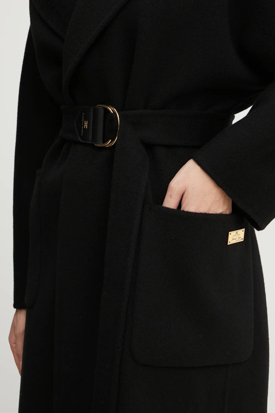 Шерстяное пальто Elisabetta Franchi CP54D46E2 чёрный