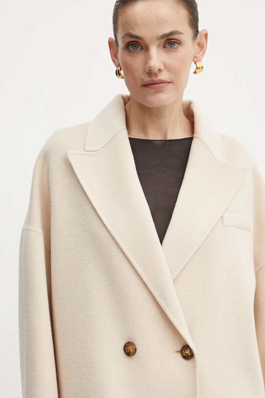Elisabetta Franchi płaszcz wełniany beżowy CP55D46E2