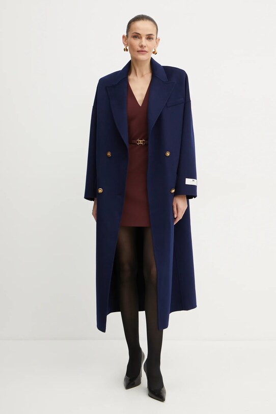 Elisabetta Franchi palton de lana CP55D46E2 bleumarin AW24