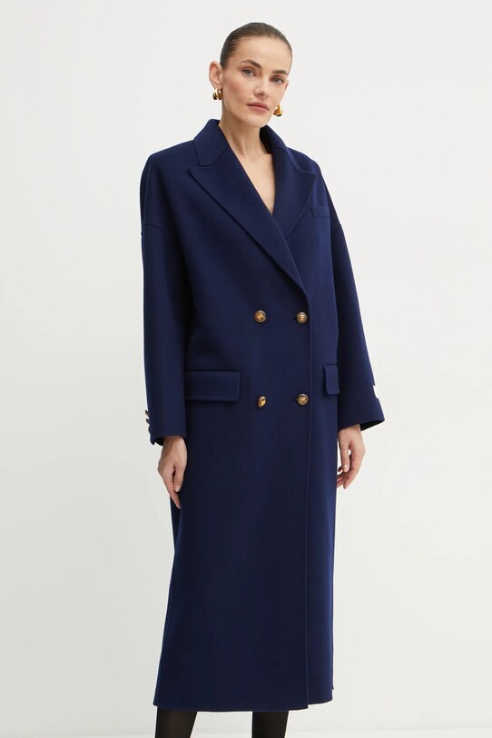 Elisabetta Franchi palton de lana bleumarin CP55D46E2