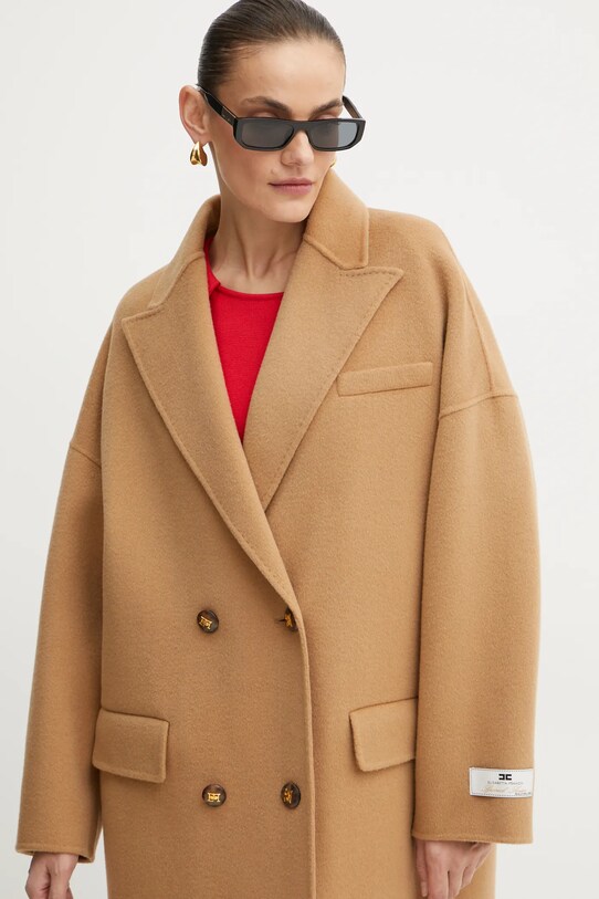 Vuneni kaput Elisabetta Franchi CP55D46E2 bež