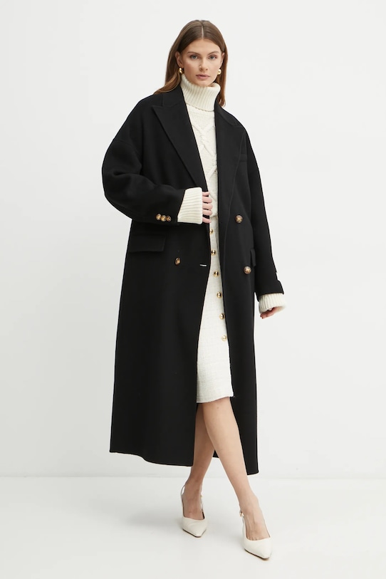 Elisabetta Franchi cappotto in lana non isolato nero CP55D46E2