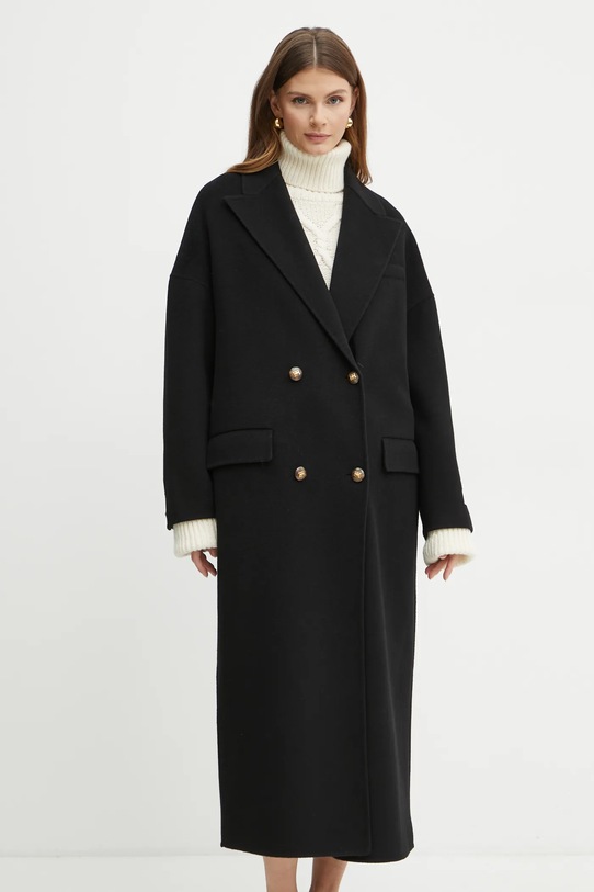 Вовняне пальто Elisabetta Franchi CP55D46E2 чорний AW24