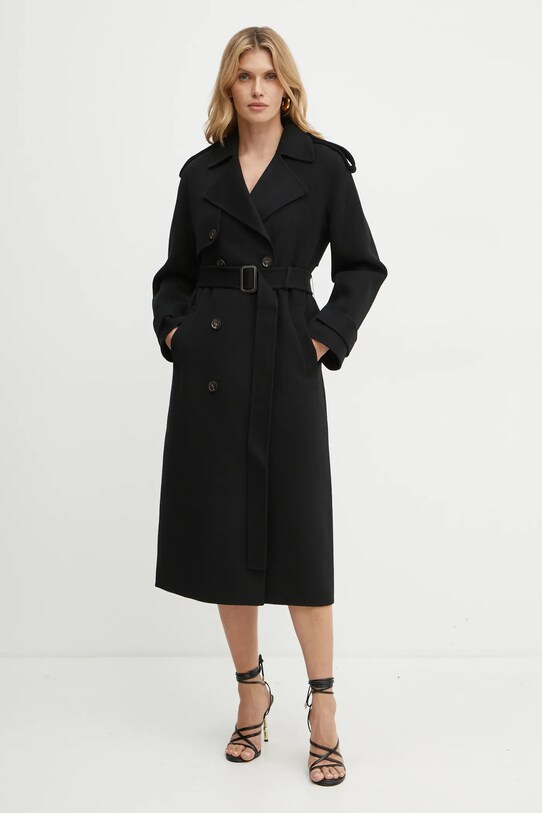 Elisabetta Franchi palton de lana negru CP57D46E2