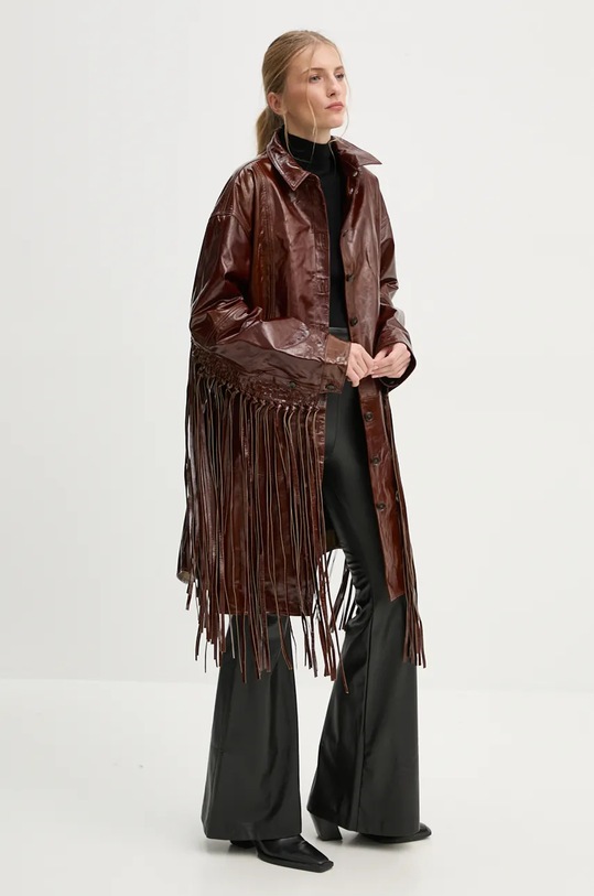 Herskind płaszcz skórzany Ellen nieocieplane brązowy 5302125