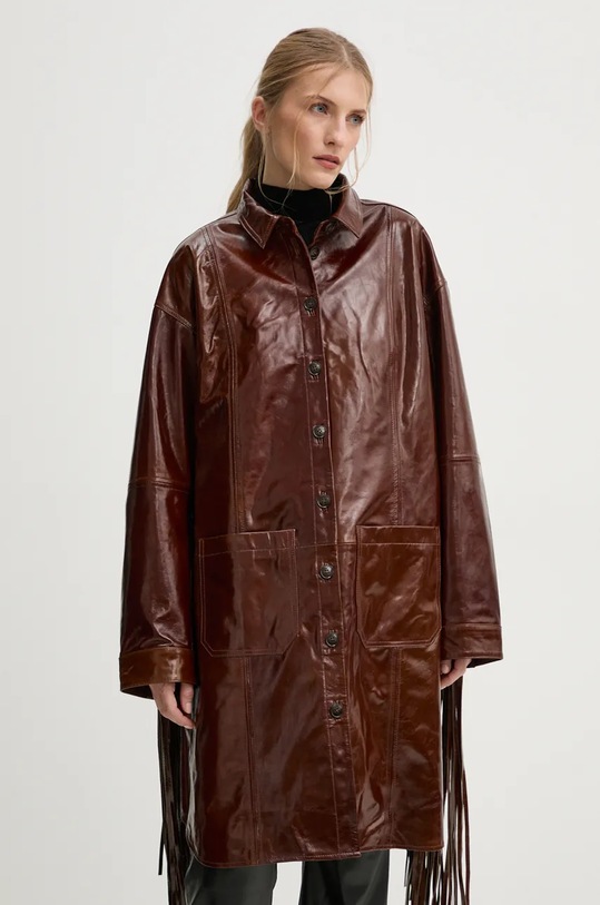Herskind płaszcz skórzany Ellen 5302125 brązowy AW24