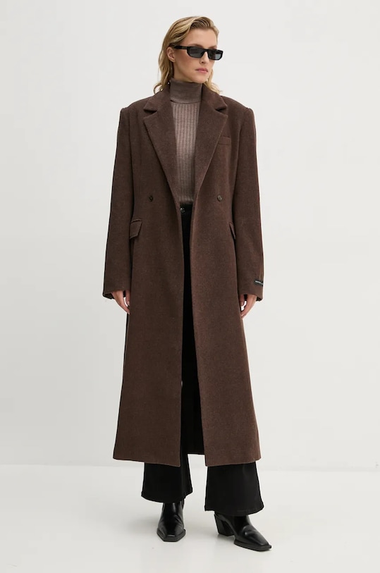 Herskind płaszcz wełniany Ultra bez kaptura brązowy 5379816