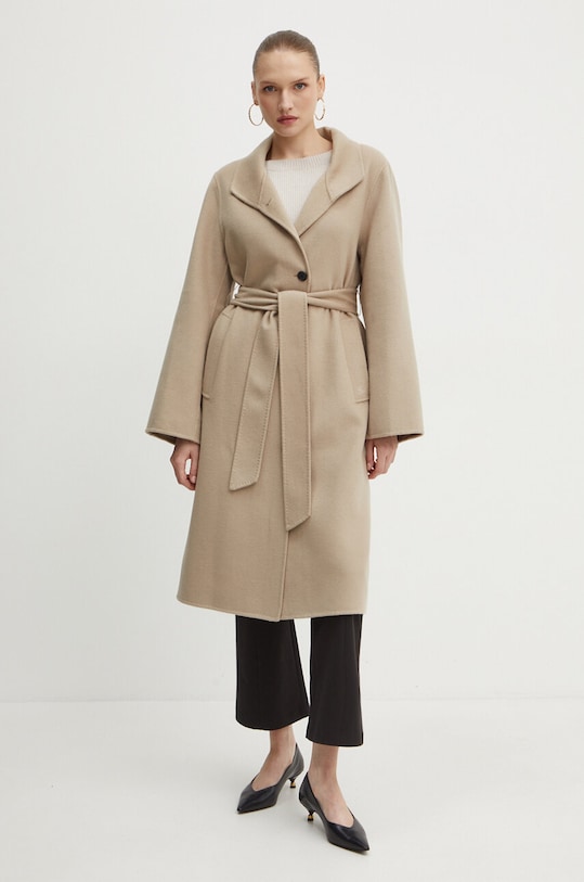 Karl Lagerfeld palton de lana necaptusit bej 245W1501