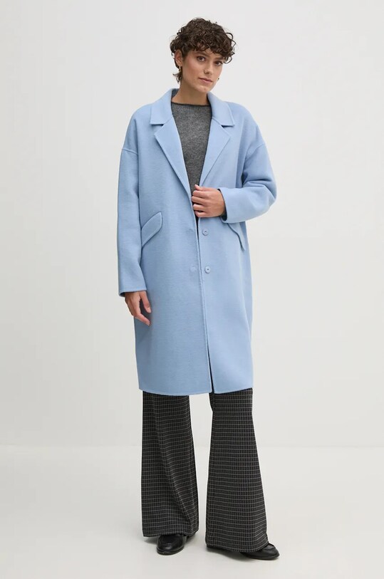 United Colors of Benetton palton de lana 28F7DN06B albastru AW24