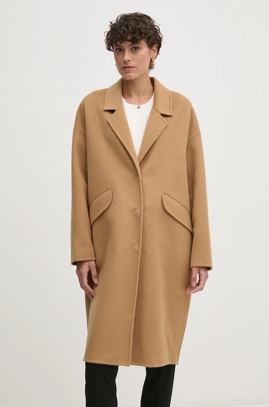 Μάλλινο παλτό United Colors of Benetton 28F7DN06B μπεζ AW24