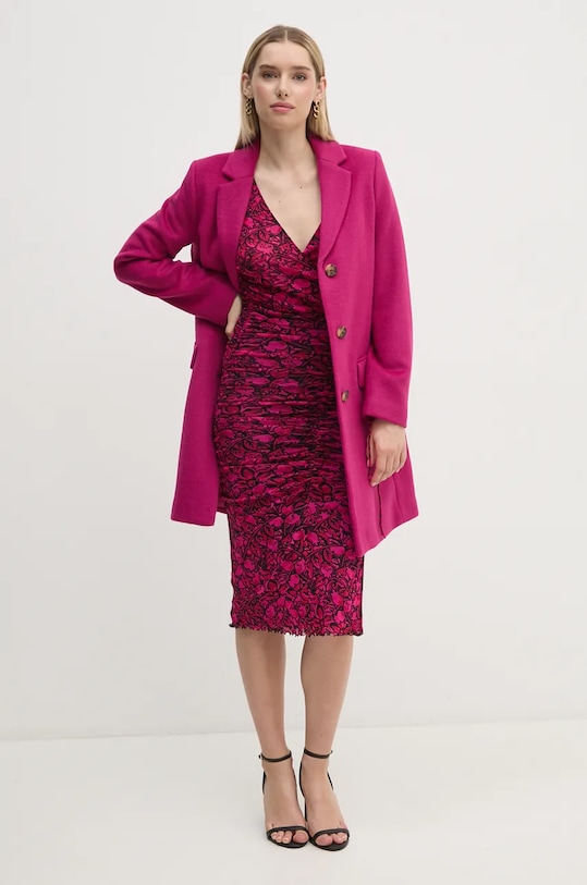 Вълнено палто United Colors of Benetton розов 2U62DN062