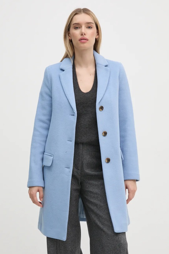 Μάλλινο παλτό United Colors of Benetton 2U62DN062 μπλε NC24