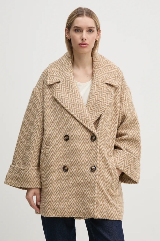 United Colors of Benetton płaszcz bez kaptura beżowy 2JCHDN06D