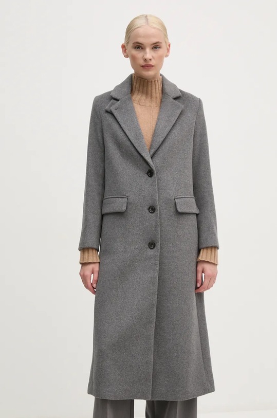 United Colors of Benetton płaszcz z domieszką wełny bez kaptura szary 28HFDN069