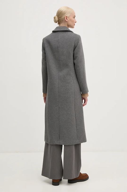 Odzież United Colors of Benetton płaszcz z domieszką wełny 28HFDN069 szary